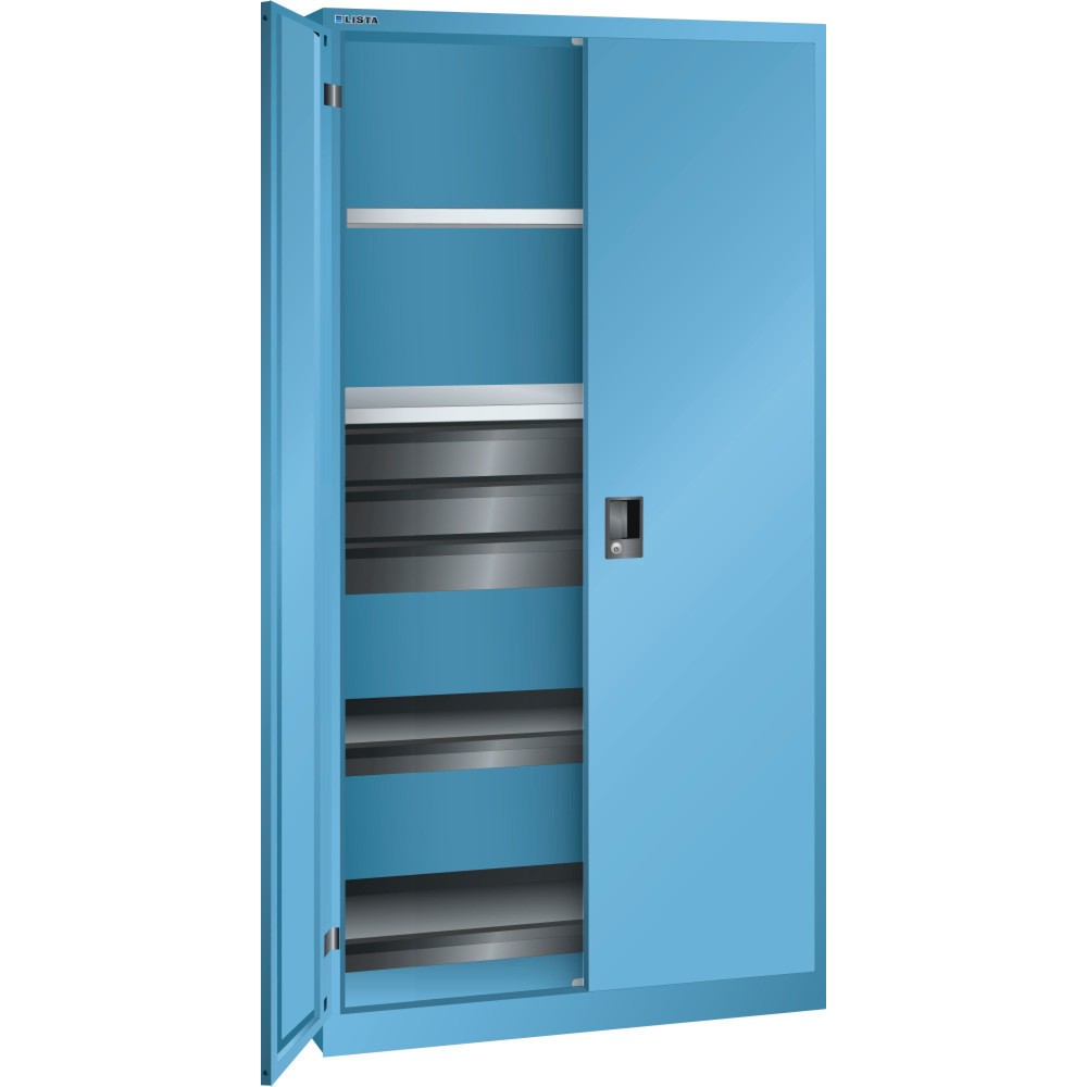 Immagine del prodotto: LISTA Armadio per attrezzi, (LxPxH) 1000x580x1950mm, 2 vani estraibili, 3 cassetti, celeste, CODE Lock