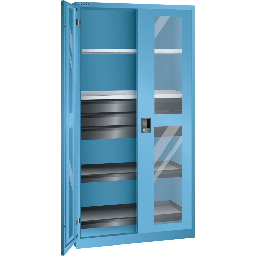 Immagine del prodotto: LISTA Armadio per attrezzi, (LxPxH) 1000x580x1950mm, 2 vani estraibili, 3 cassetti, celeste, KEY Lock