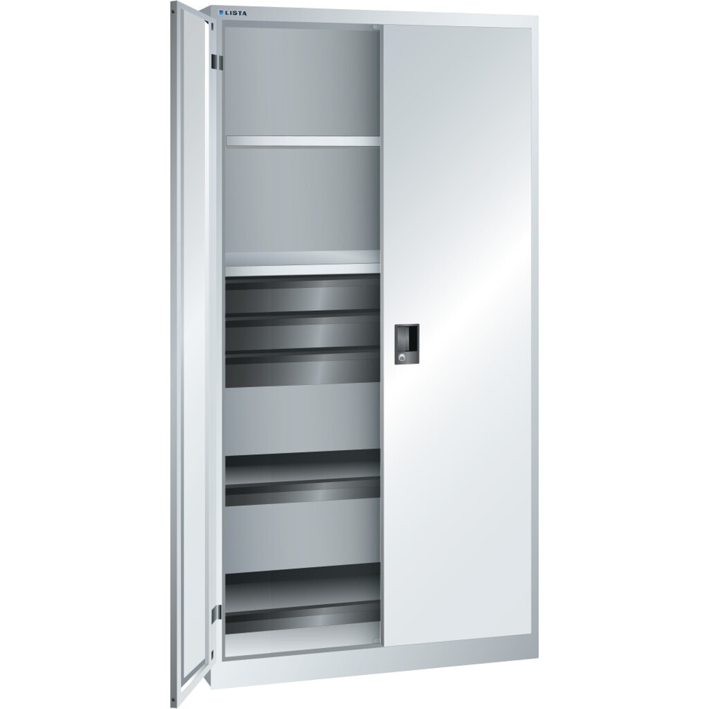 LISTA Armadio per attrezzi, (LxPxH) 1000x580x1950mm, 2 vani estraibili, 3 cassetti, grigio chiaro, KEY Lock Immagine del prodotto: LISTA Armadio per attrezzi, (LxPxH) 1000x580x1950mm, 2 vani estraibili, 3 cassetti, grigio chiaro, KEY Lock