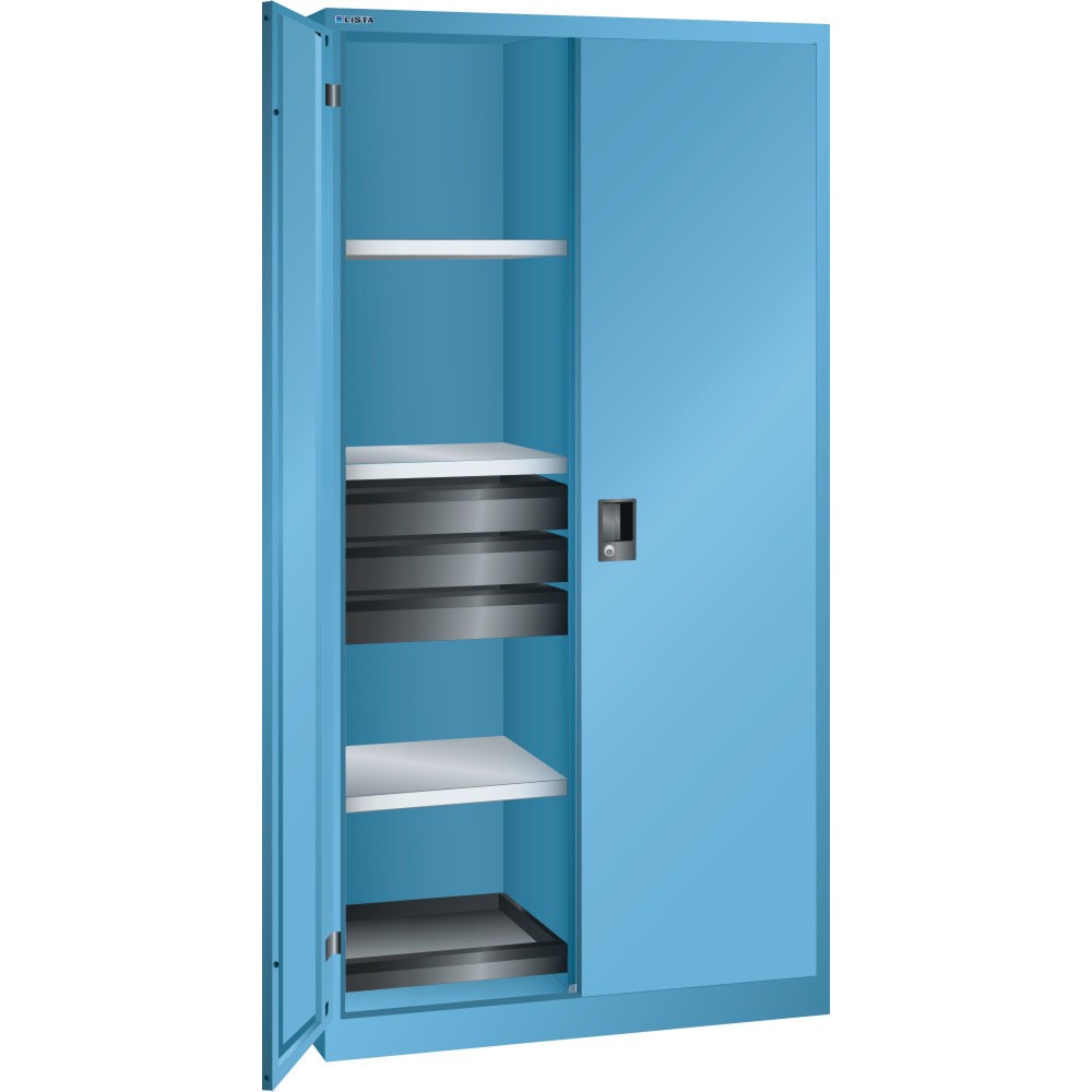 Immagine del prodotto: LISTA Armadio per attrezzi, (LxPxH) 1000x580x1950mm, 2 vani estraibili, 6 cassetti, celeste, KEY Lock