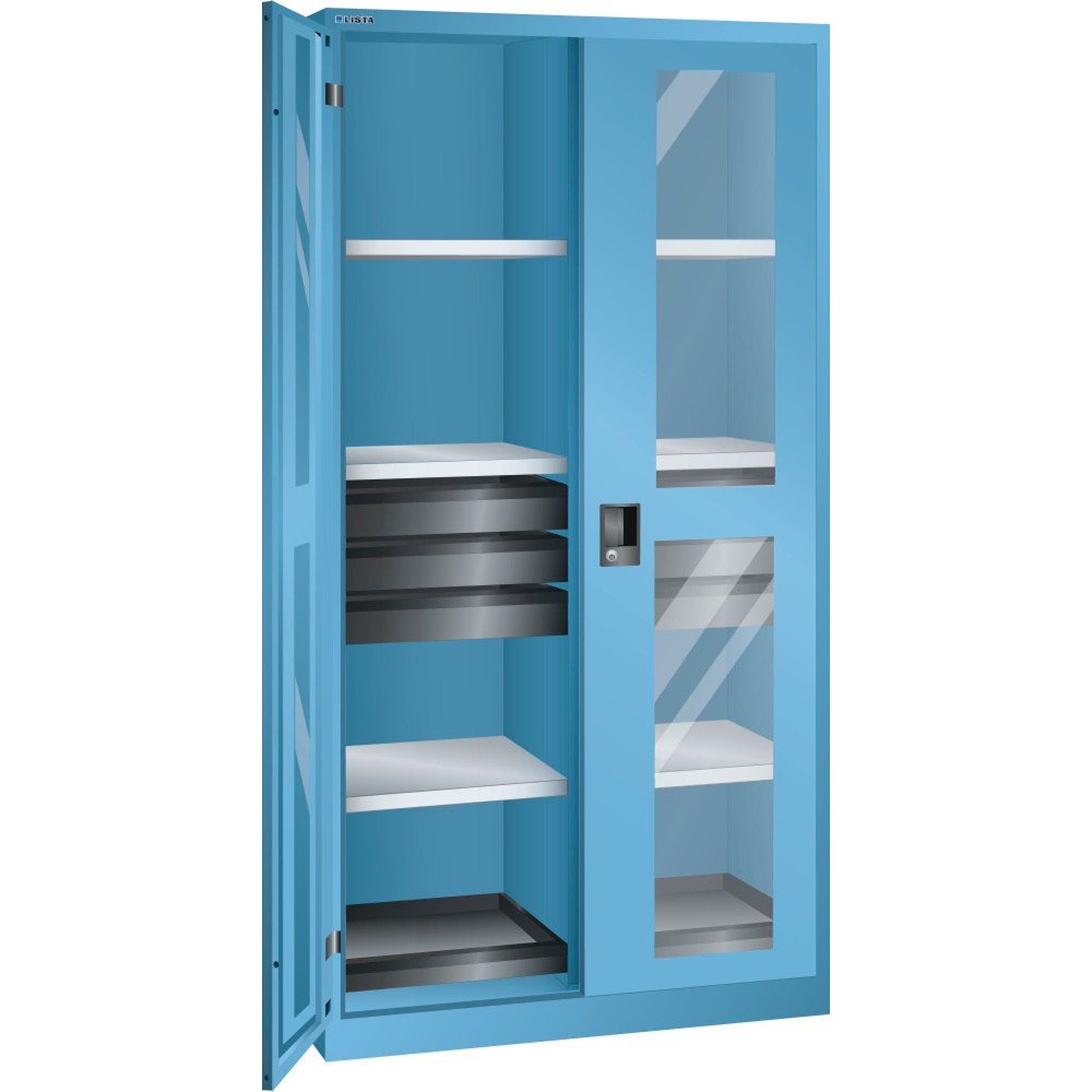Immagine del prodotto: LISTA Armadio per attrezzi, (LxPxH) 1000x580x1950mm, 2 vani estraibili, 6 cassetti, celeste, KEY Lock