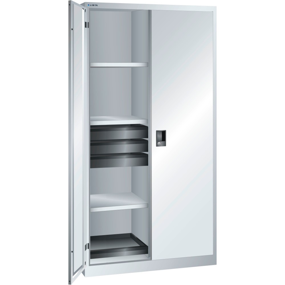 Immagine del prodotto: LISTA Armadio per attrezzi, (LxPxH) 1000x580x1950mm, 2 vani estraibili, 6 cassetti, grigio chiaro, CODE Lock