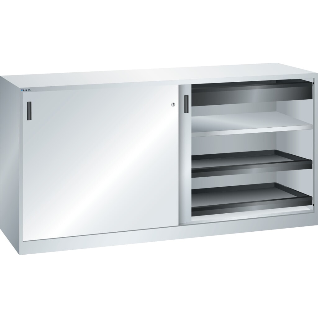 LISTA Armadio per attrezzi, (LxPxH) 2000x580x1000 mm, 4 vani estraibili, 2 cassetti, grigio chiaro