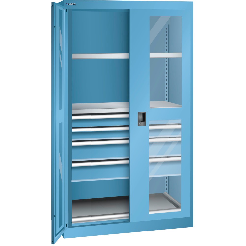 Immagine del prodotto: LISTA Armadio per carichi pesanti 54x27E, (LxPxH) 1100x641x1950mm, 1 vano estraibile, 4 cassetti, celeste, CODE Lock