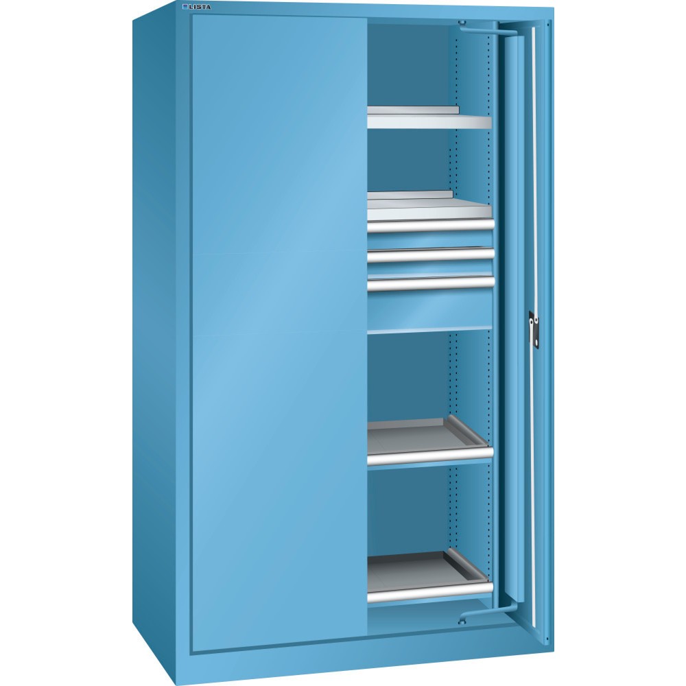 Immagine del prodotto: LISTA Armadio per carichi pesanti 54x27E, (LxPxH) 1146x690x1950mm, ante scorrevoli, 3 cassetti, celeste, CODE Lock