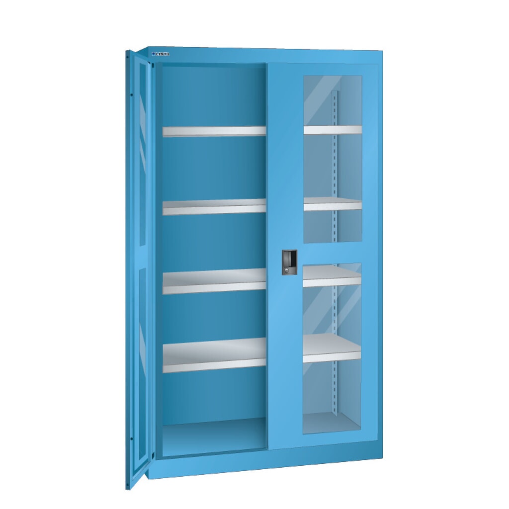 LISTA Armadio per carichi pesanti con finestra di ispezione, 4 ripiani, HxLxP 1.950 x 1.100 x 641 mm, Blu luce Immagine del prodotto: LISTA Armadio per carichi pesanti con finestra di ispezione, 4 ripiani, HxLxP 1.950 x 1.100 x 641 mm, Blu luce