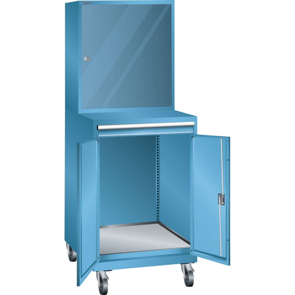 LISTA Armadio per computer mobile 36x36E, (LxPxH) 717x725x1837 mm, D / Schuko, celeste