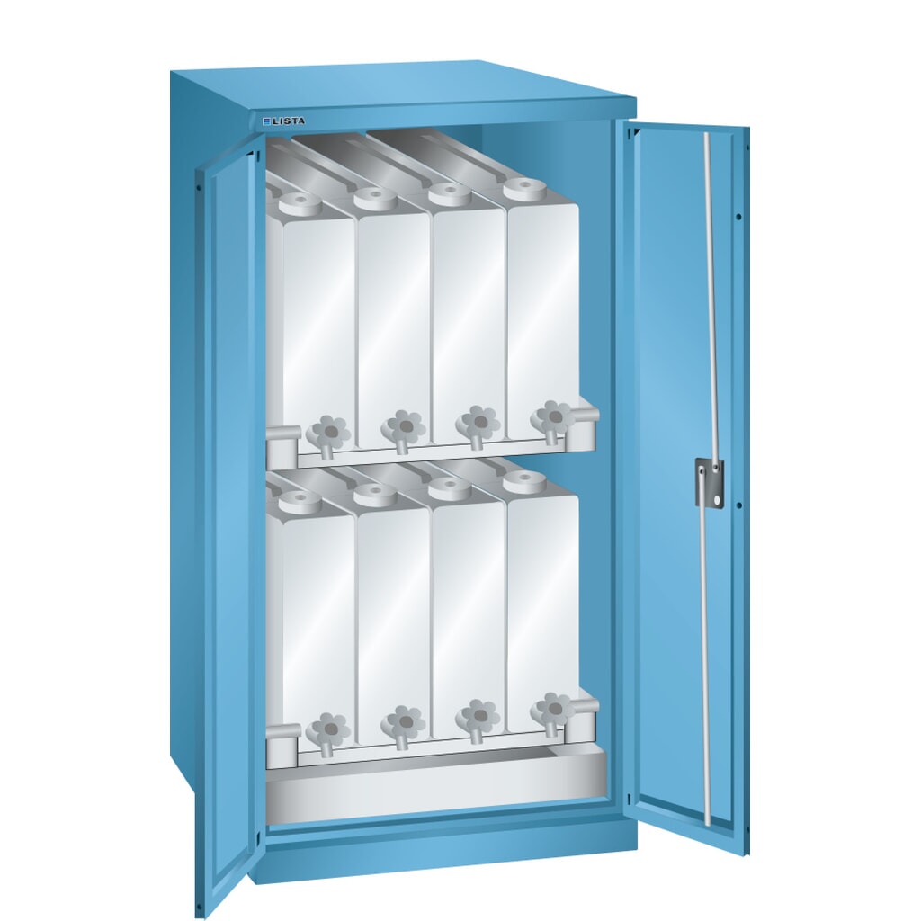 Immagine del prodotto: Armadietto per sostanze chimiche LISTA, HxBxT 1.450 x 717 x 753 mm, 2 ripiani per taniche, azzurro