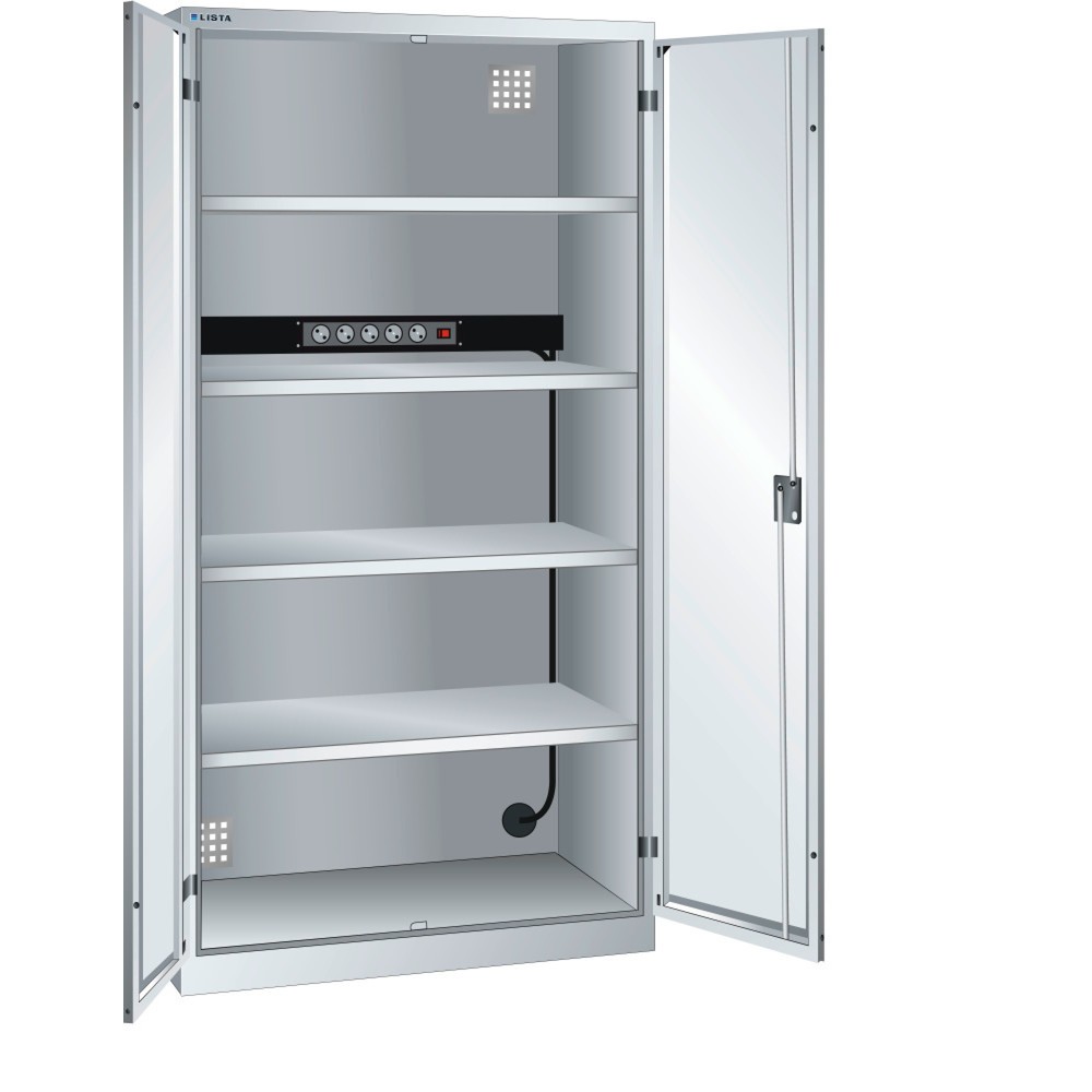 Immagine del prodotto: LISTA Armadio per ricarica batterie, (LxPxH) 1000x580x1950mm, 1 parete posteriore con barra di alimentazione, grigio chiaro