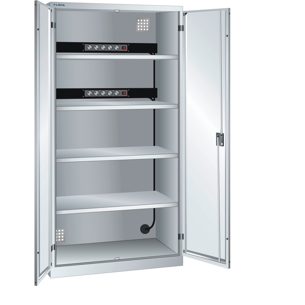 Immagine del prodotto: LISTA Armadio per ricarica batterie, (LxPxH) 1000x580x1950mm, 2 barre di alimentazione nella parete posteriore, grigio chiaro