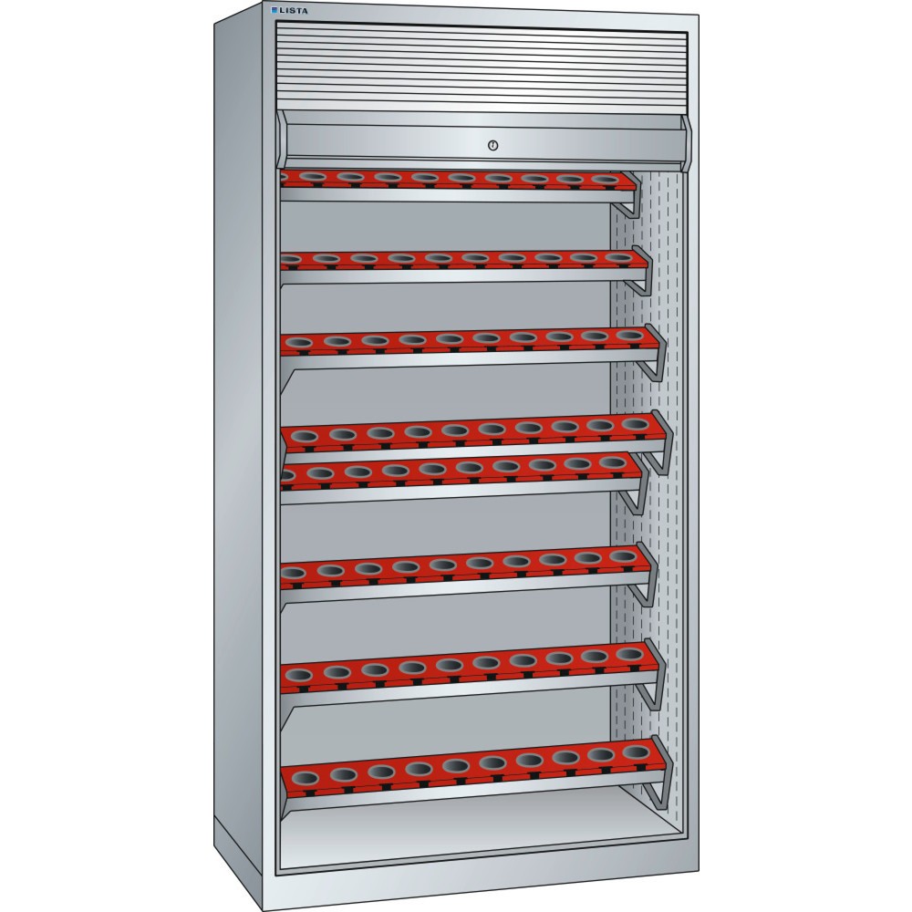 Immagine del prodotto: LISTA Armadio per utensili di precisione 54x27E, (LxPxH) 1038x691x1950mm, HSK 63 A+C+E/80 B+D+F, grigio chiaro