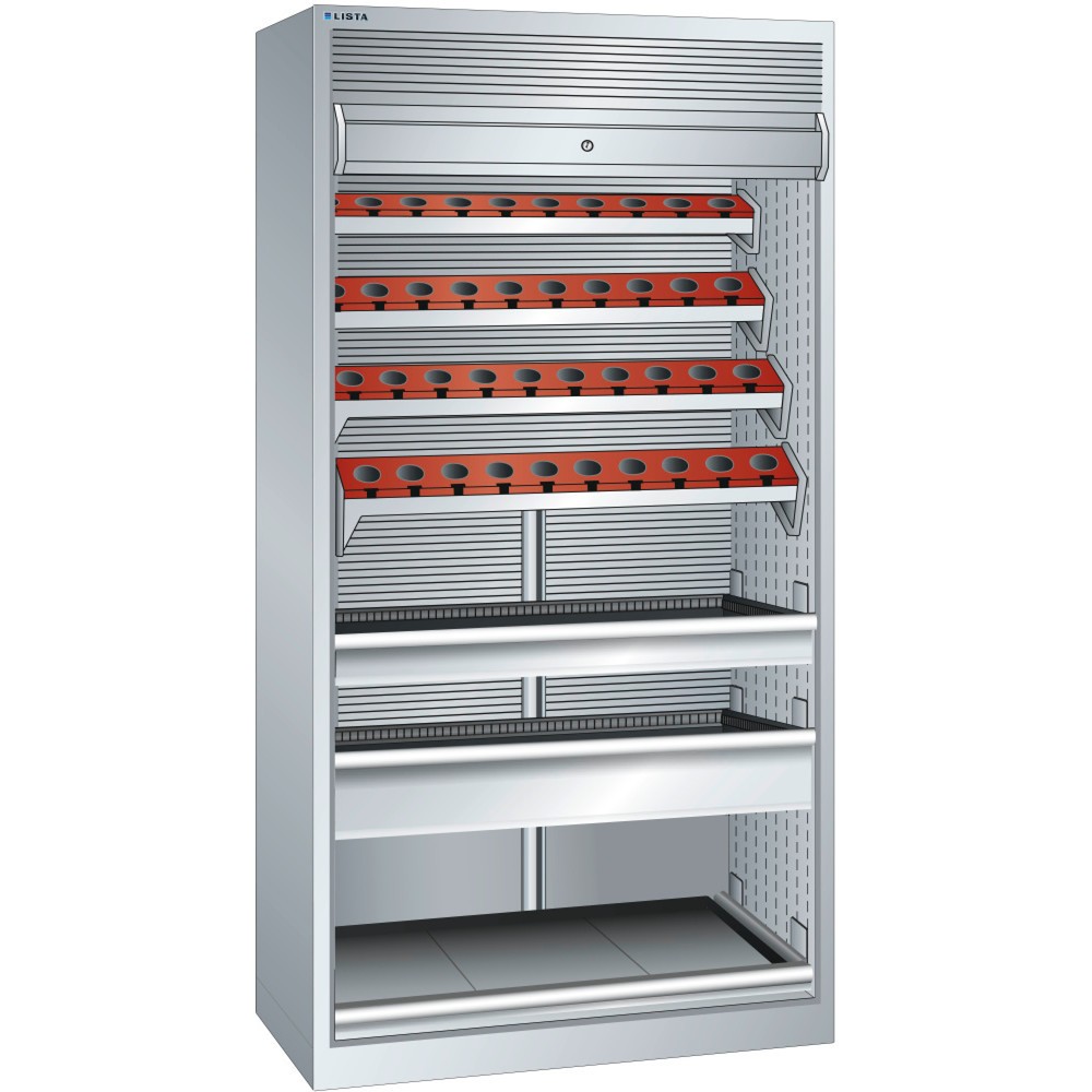Immagine del prodotto: LISTA Armadio per utensili di precisione 54x27E, (LxPxH) 1038x691x1950mm, HSK 63 A+C+E/80 B+D+F, 40 supporti, grigio chiaro