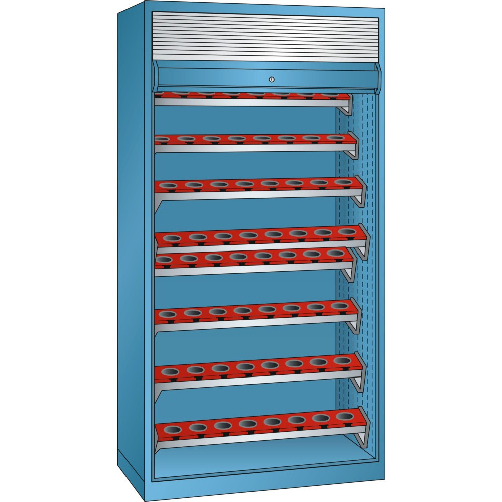 Immagine del prodotto: LISTA Armadio per utensili di precisione 54x27E, (LxPxH) 1038x691x1950mm, senza ISO-SK 50, 64 supporti, celeste