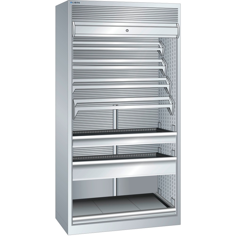 Immagine del prodotto: LISTA Armadio per utensili di precisione 54x27E, (LxPxH) 1038x691x1950mm, senza portautensili, 2 cassetti, grigio chiaro