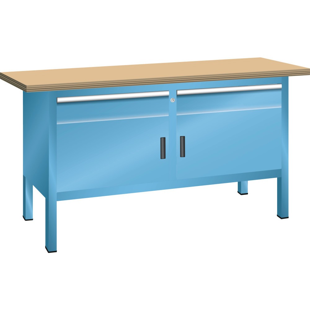 LISTA Banco da lavoro compatto, (LxPxH) 1500x700x840mm, multiplex, 2 cassetti