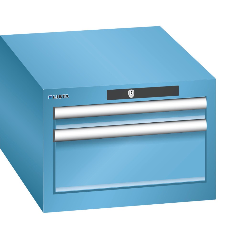 Immagine del prodotto: LISTA Cassettiera 18x27E, (LxPxH) 411x572x283mm, 2 cassetti, 1 x 50, 1 x 150, celeste, KEY Lock