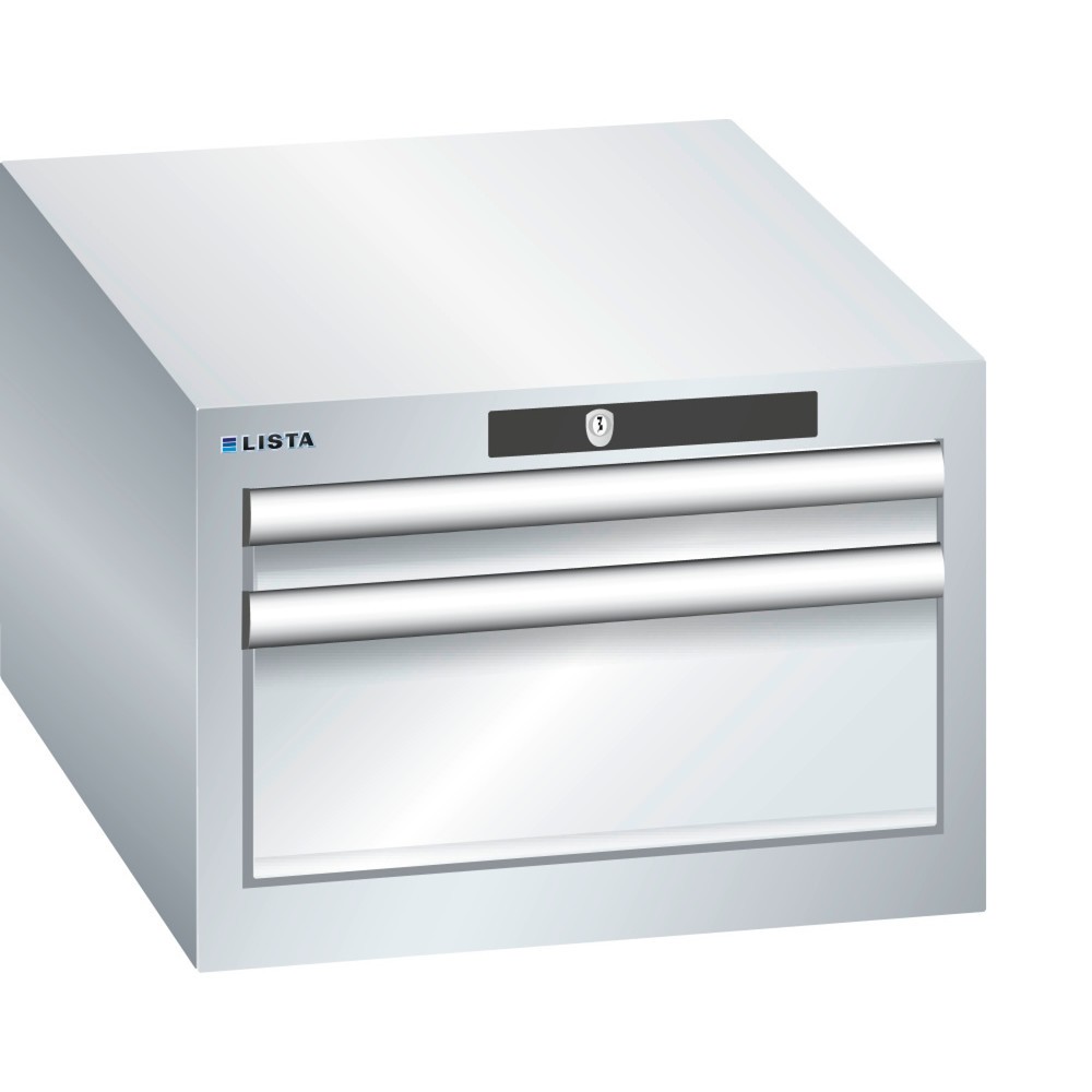Immagine del prodotto: LISTA Cassettiera 18x27E, (LxPxH) 411x572x283mm, 2 cassetti, 1 x 50 / 1 x 150, grigio chiaro, KEY Lock