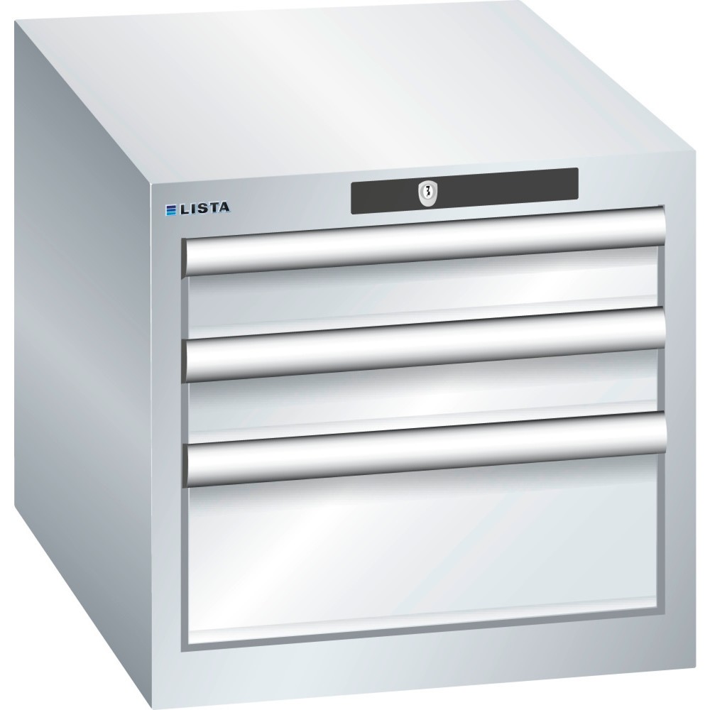 Immagine del prodotto: LISTA Cassettiera 18x27E, (LxPxH) 411x572x383mm, 3 cassetti, 2 x 75 / 1 x 150, grigio chiaro, KEY Lock