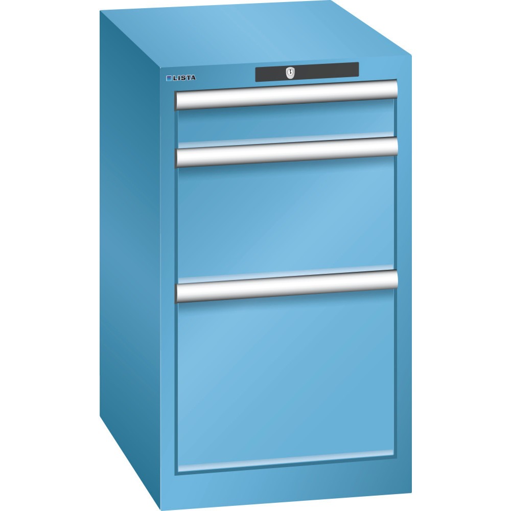 Immagine del prodotto: LISTA Cassettiera 18x27E, (LxPxH) 411x572x700mm, 3 cassetti, 1 x 100 / 1 x 200 / 1 x 300, celeste, CODE Lock