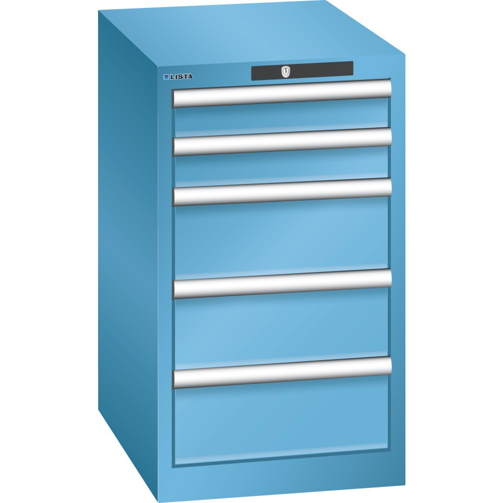 Immagine del prodotto: LISTA Cassettiera 18x27E, (LxPxH) 411x572x700mm, 5 cassetti, 2 x 75 / 3 x 150, celeste CODE Lock