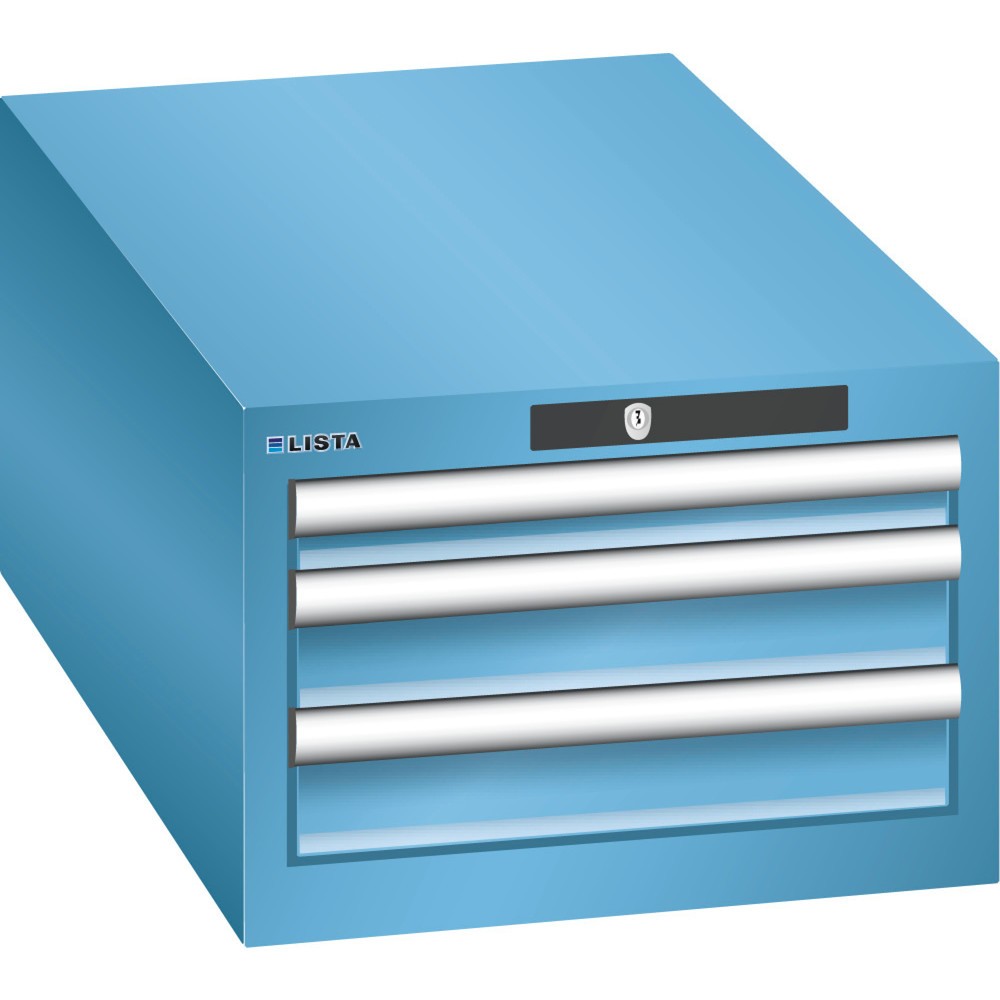 Immagine del prodotto: LISTA Cassettiera 18x36E, (LxPxH) 411x725x283mm, 3 cassetti, 1 x 50 / 2 x 75, celeste CODE Lock