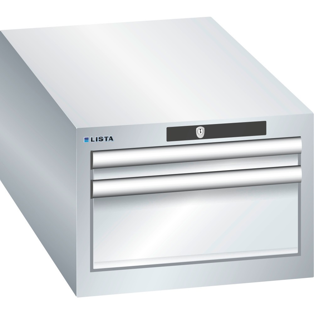 Immagine del prodotto: LISTA Cassettiera 18x36E, (LxPxH) 411x725x283mm, 2 cassetti, 1 x 50 / 1 x 150, grigio chiaro, KEY Lock