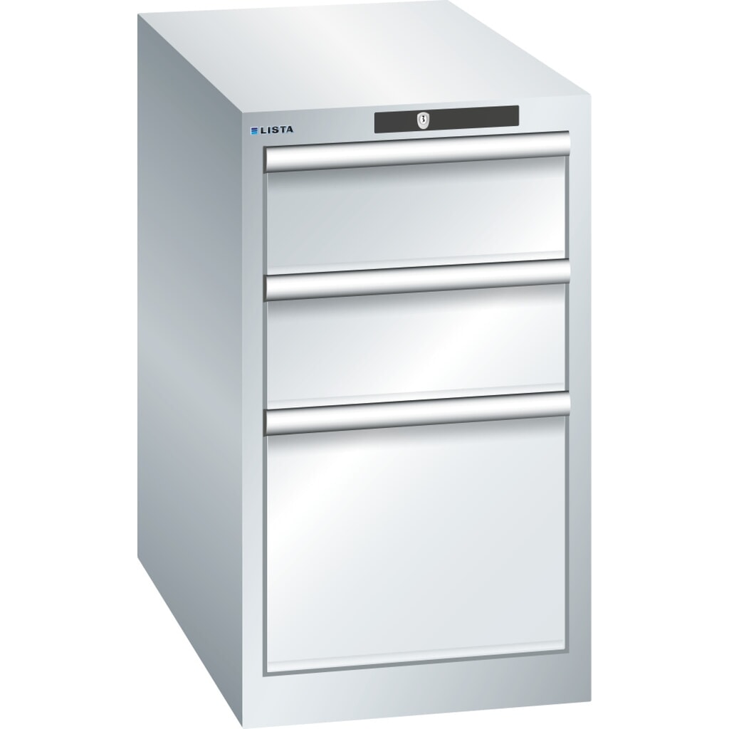 Immagine del prodotto: LISTA Cassettiera 18x36E, (LxPxH) 411x725x700mm, 3 cassetti, 2 x 150 / 1 x 300, grigio chiaro, RFID Lock