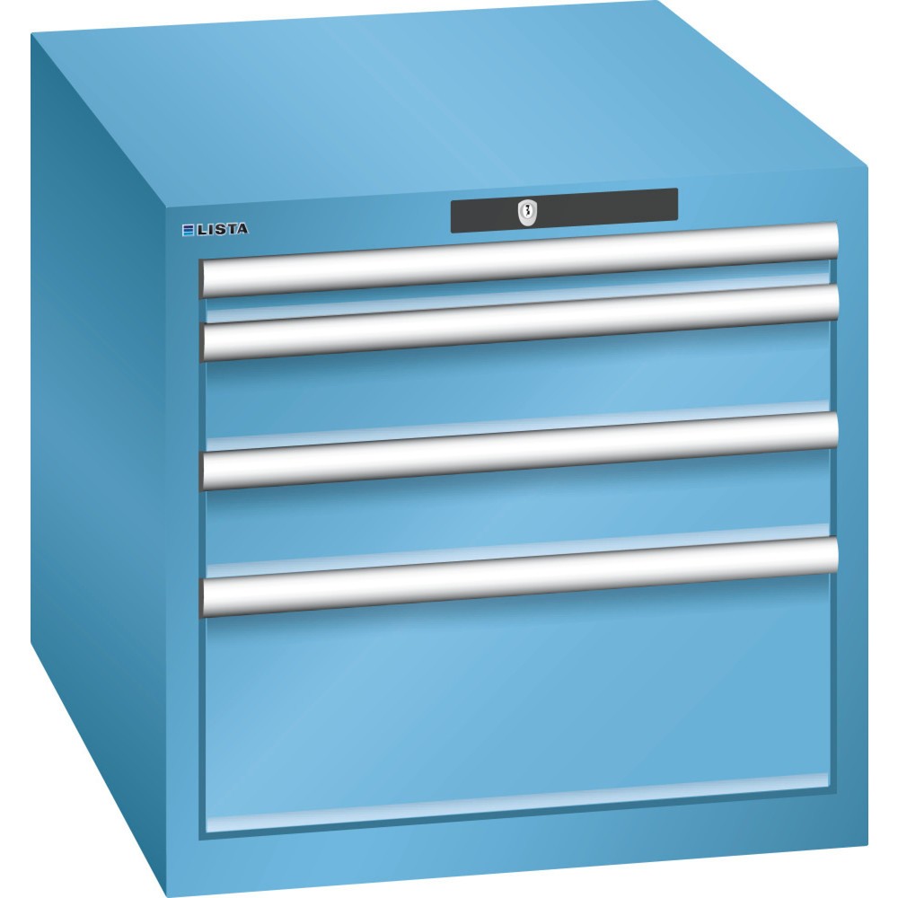 Immagine del prodotto: LISTA Cassettiera 27x36E, (LxPxH) 564x725x533mm, 4 cassetti, 1 x 50 / 2 x 100 / 1 x 200, celeste, RFID Lock