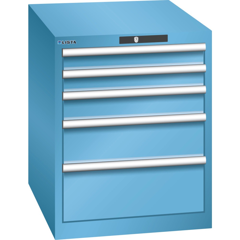 Immagine del prodotto: LISTA Cassettiera 27x36E, (LxPxH) 564x725x700mm, 5 cassetti, altezze frontali 75-200mm, celeste, RFID Lock