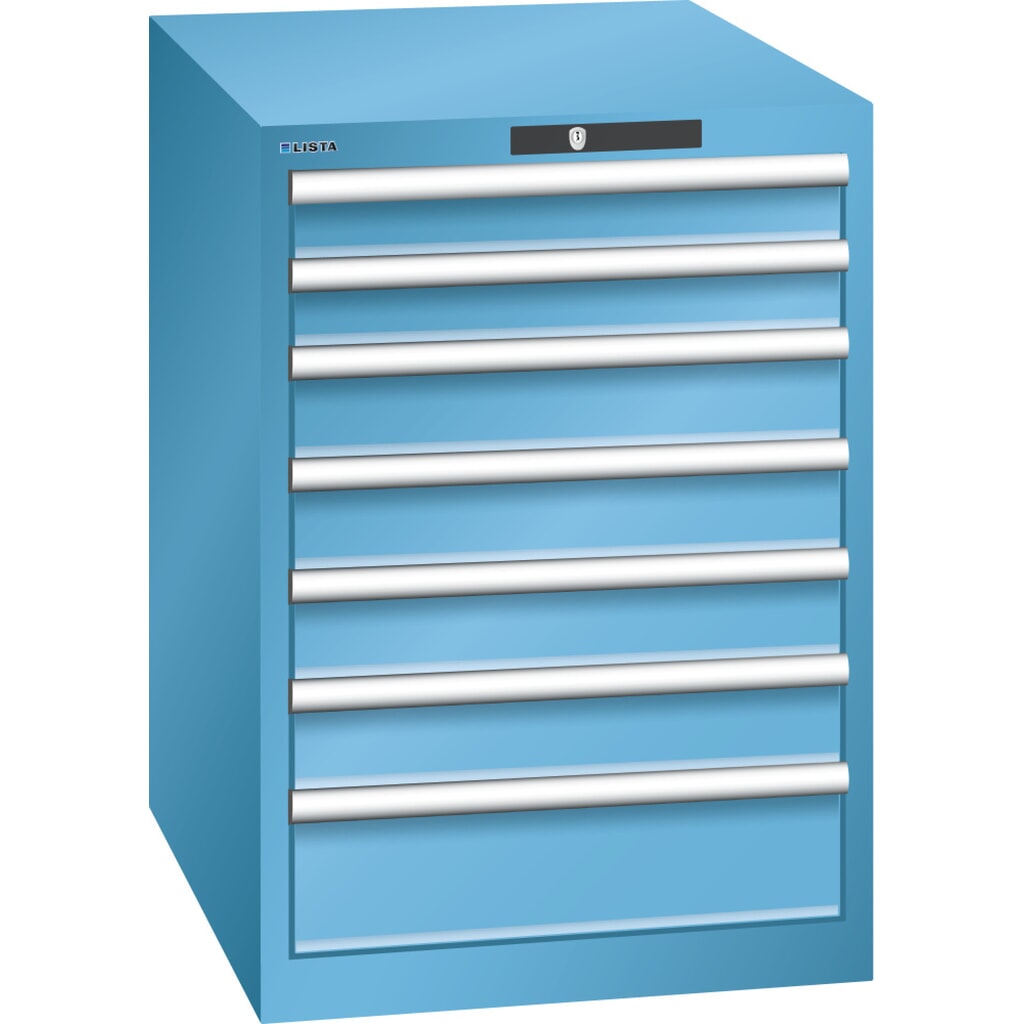 LISTA Cassettiera 27x36E, (LxPxH) 564x725x800mm, 7 cassetti, 2 x 75 / 4 x 100 / 1 x 150, celeste, KEY Lock Immagine del prodotto: LISTA Cassettiera 27x36E, (LxPxH) 564x725x800mm, 7 cassetti, 2 x 75 / 4 x 100 / 1 x 150, celeste, KEY Lock