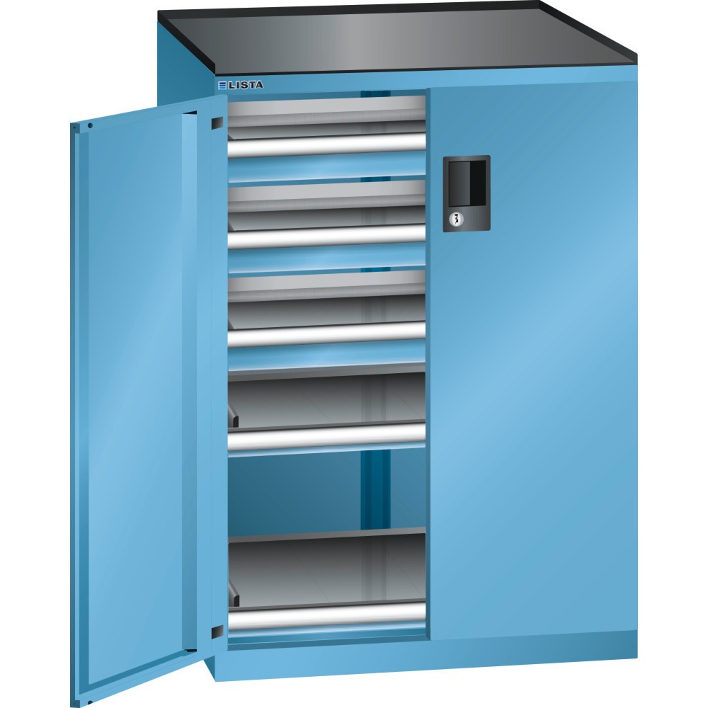 Immagine del prodotto: LISTA Cassettiera 36x27E, (LxPxH) 717x600x1020mm, 3 cassetti, 3 x 75, celeste, CODE Lock