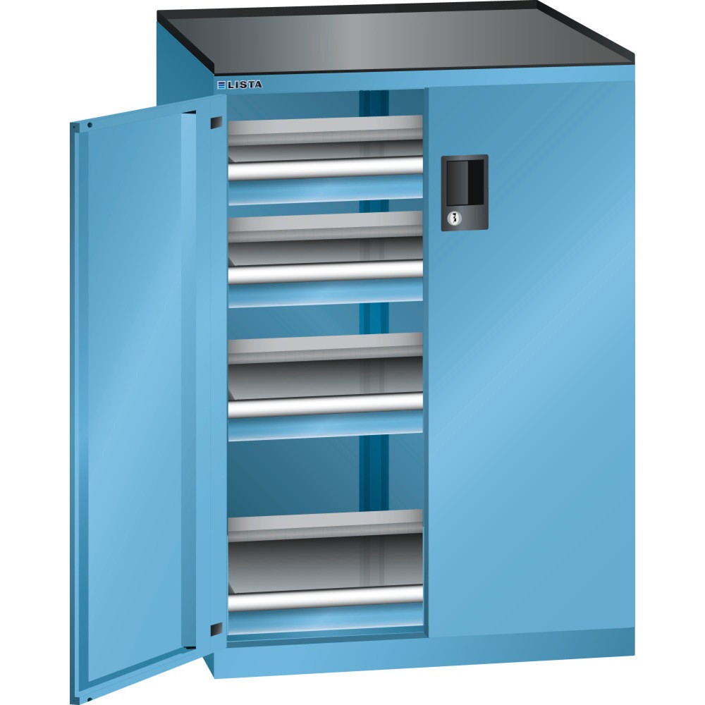 Immagine del prodotto: LISTA Cassettiera 36x27E, (LxPxH) 717x600x1020mm, 4 cassetti, 4 x 75, celeste, KEY Lock