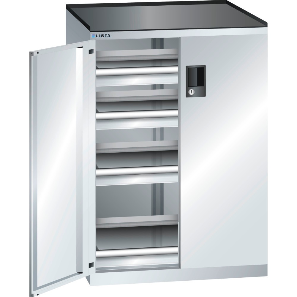 Immagine del prodotto: LISTA Cassettiera 36x27E, (LxPxH) 717x600x1020mm, 4 cassetti, portata 200kg, 4 x 75, grigio chiaro, KEY Lock