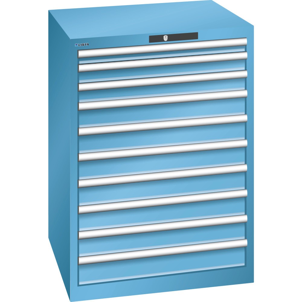Immagine del prodotto: LISTA Cassettiera 36x36E, (LxPxH) 717x725x1000mm, 10 cassetti, 1 x 50 / 2 x 75 / 7 x 100, celeste, KEY Lock