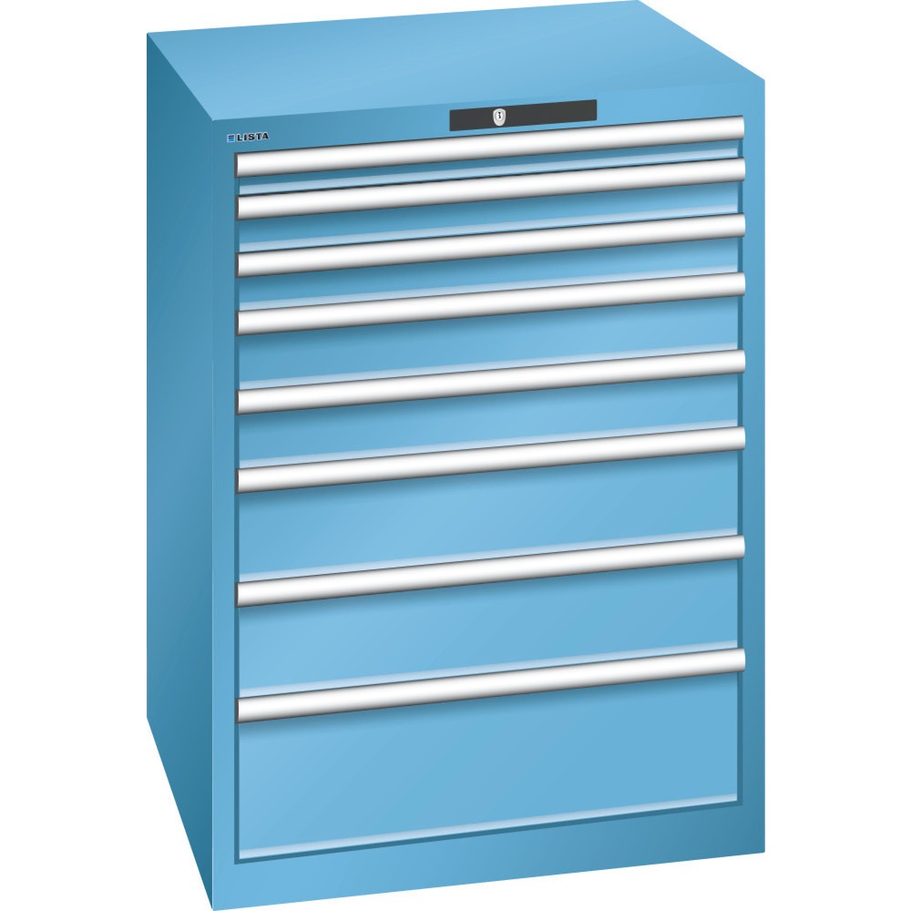 LISTA Cassettiera 36x36E, (LxPxH) 717x725x1000mm, 8 cassetti portata 200 kg, celeste, RFID Lock Immagine del prodotto: LISTA Cassettiera 36x36E, (LxPxH) 717x725x1000mm, 8 cassetti portata 200 kg, celeste, RFID Lock
