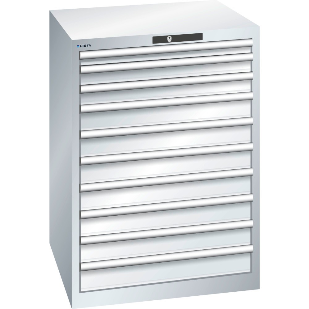 Immagine del prodotto: LISTA Cassettiera per carichi pesanti 36x36E, (LxPxH) 717x725x1000mm, 10 cassetti portata 200 kg, grigio chiaro, KEY Lock