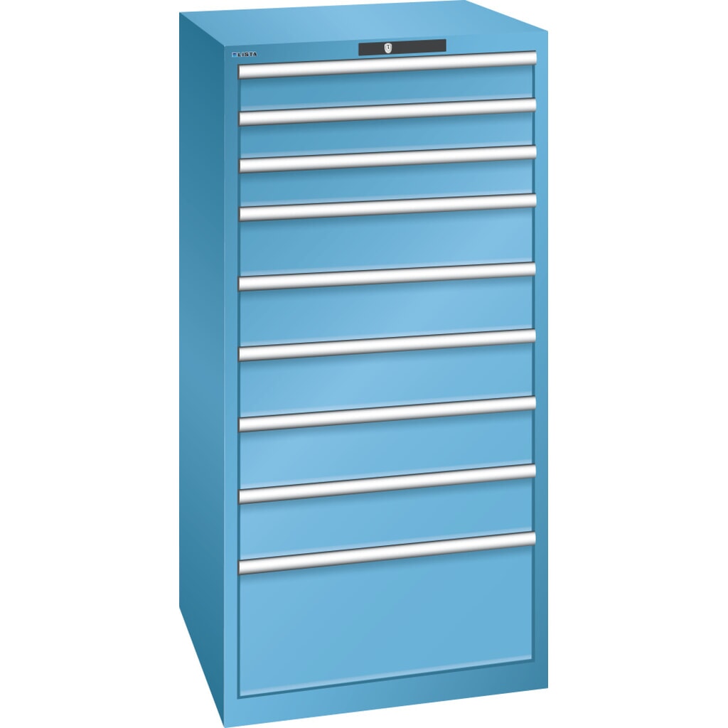 LISTA Cassettiera 36x36E, (LxPxH) 717x725x1450mm, 9 cassetti, 3 x 100 / 5 x 150 / 1 x 300, celeste, KEY Lock Immagine del prodotto: LISTA Cassettiera 36x36E, (LxPxH) 717x725x1450mm, 9 cassetti, 3 x 100 / 5 x 150 / 1 x 300, celeste, KEY Lock