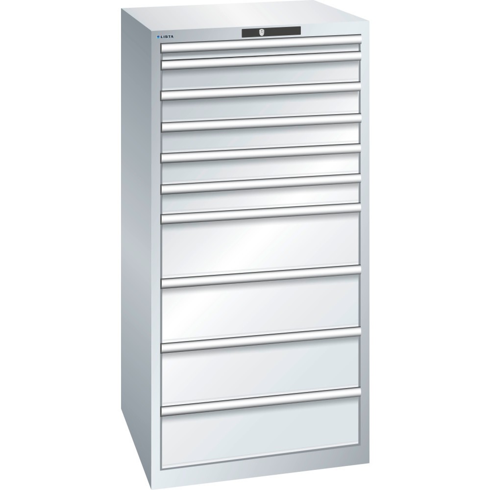 Immagine del prodotto: LISTA Cassettiera 36x36E, (LxPxH) 717x725x1450mm, 10 cassetti, 1 x 50 / 5 x 100 / 4 x 200, grigio chiaro, KEY Lock