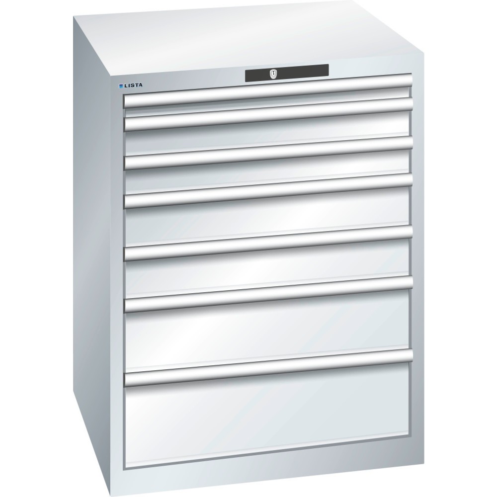 Immagine del prodotto: LISTA Cassettiera 36x36E, (LxPxH) 717x725x850mm, 7 cassetti, altezze frontali 50-200mm, grigio chiaro, RFID Lock