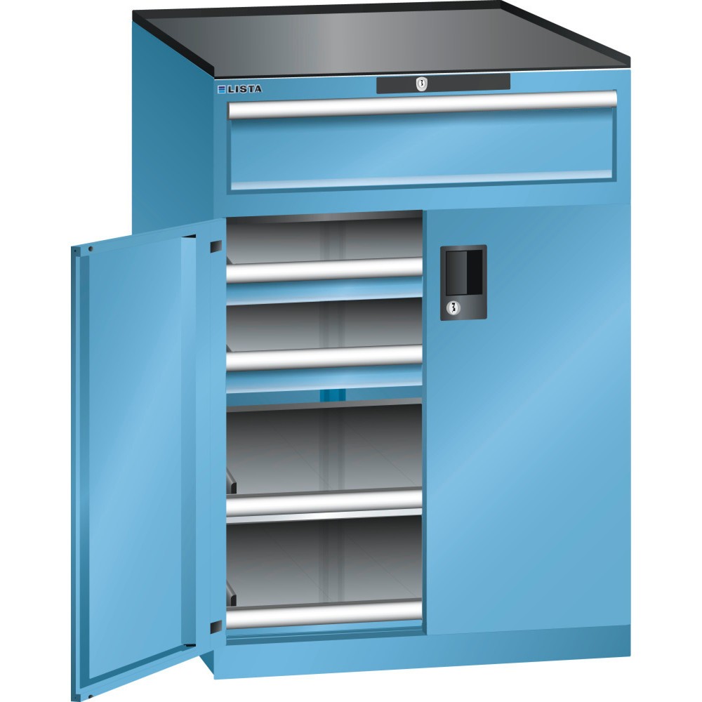 Immagine del prodotto: LISTA Cassettiera per carichi pesanti 36x36E, (LxPxH) 717x753x1020mm, 3 cassetti portata 200 kg, celeste, KEY Lock