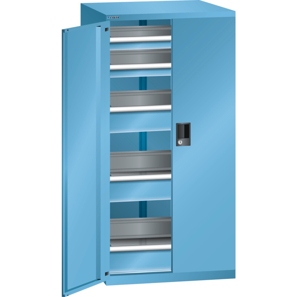 Immagine del prodotto: LISTA Cassettiera 36x36E, (LxPxH) 717x753x1450mm, 5 cassetti, portata 200kg, 2 x 75, 3 x 150, celeste, KEY Lock