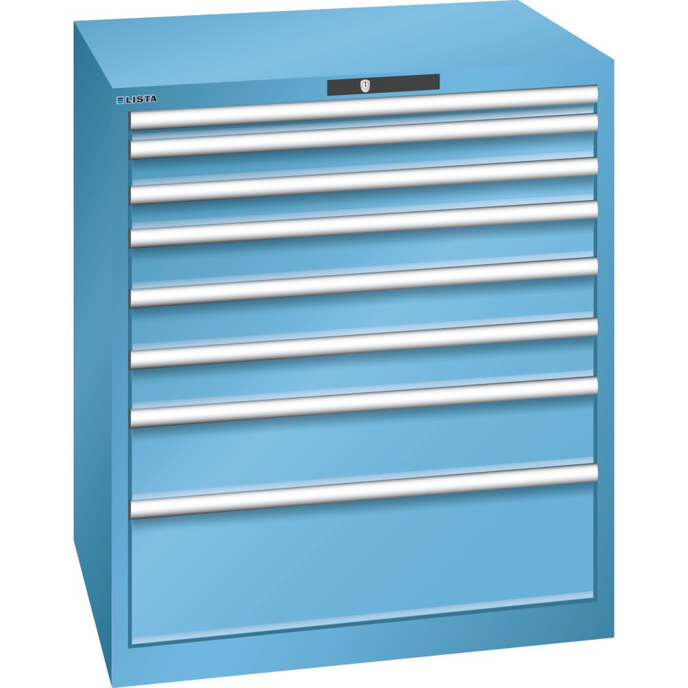 Immagine del prodotto: LISTA Cassettiera 45x36E, (LxPxH) 870x725x1000mm, 8 cassetti portata 200 kg, celeste, CODE Lock