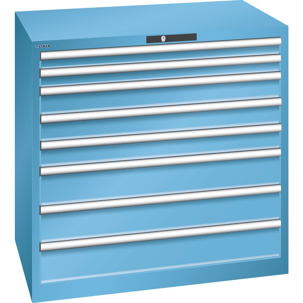 Immagine del prodotto: LISTA Cassettiera 54x36E, (LxPxH) 1023x725x1000mm, 8 cassetti portata 200 kg, celeste, CODE Lock