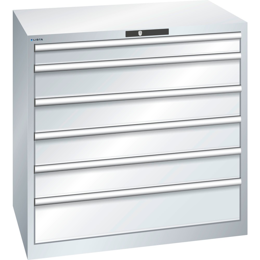 Immagine del prodotto: LISTA Cassettiera per carichi pesanti 54x36E, (LxPxH) 1023x725x1000mm, 6 cassetti portata 200 kg, grigio chiaro, KEY Lock