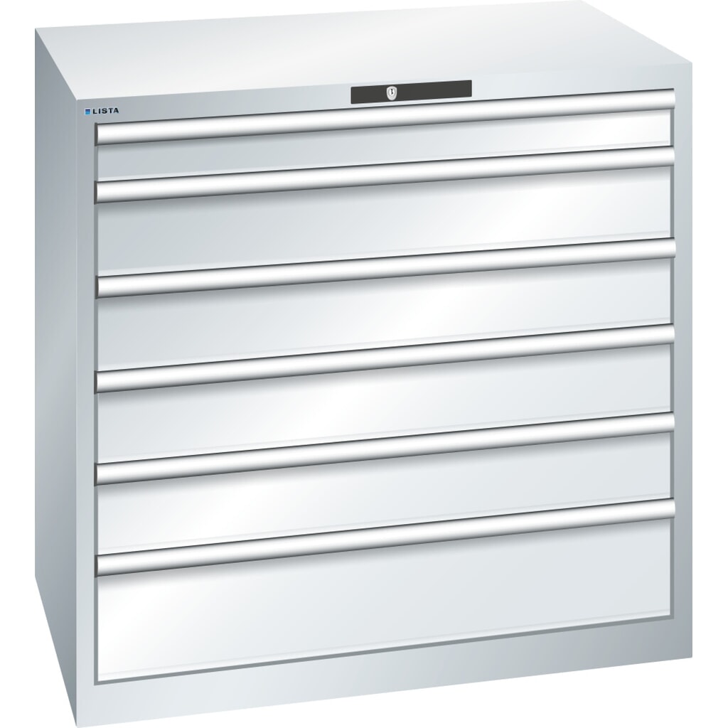 Immagine del prodotto: LISTA Cassettiera per carichi pesanti 54x36E, (LxPxH) 1023x725x1000mm, 6 cassetti portata 200 kg, grigio chiaro, KEY Lock