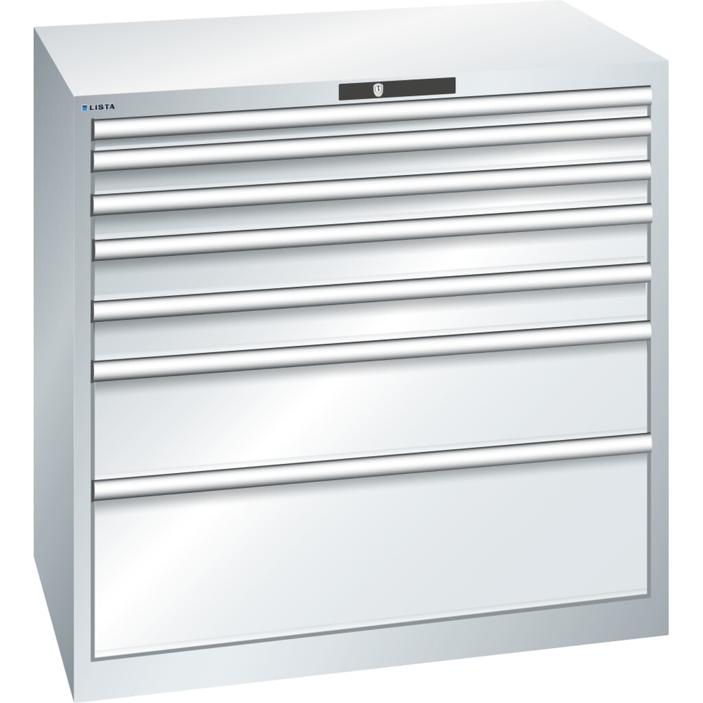 Immagine del prodotto: LISTA Cassettiera per carichi pesanti 54x36E, (LxPxH) 1023x725x1000mm, 7 cassetti portata 200 kg, grigio chiaro, KEY Lock