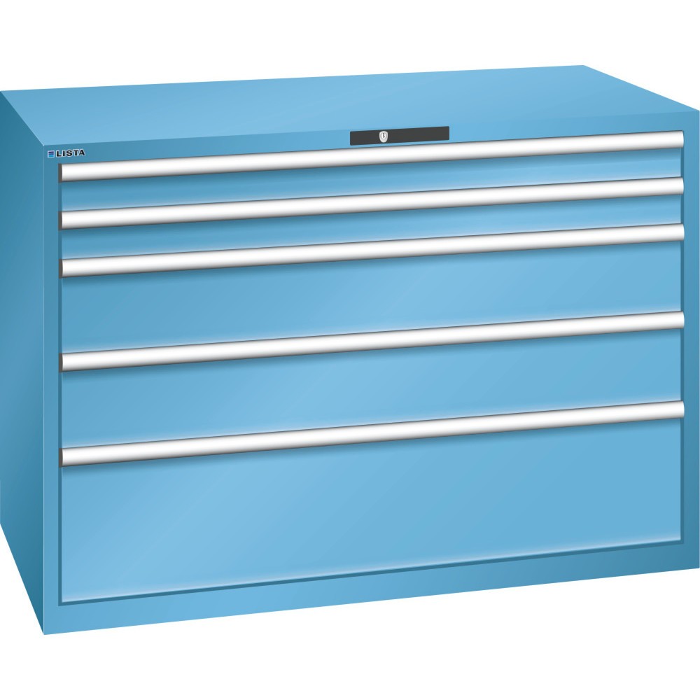 Immagine del prodotto: LISTA Cassettiera 78x36E, (LxPxH) 1431x725x1000mm, 5 cassetti, 2 x 100 / 2 x 200 / 1 x 300, celeste, KEY Lock
