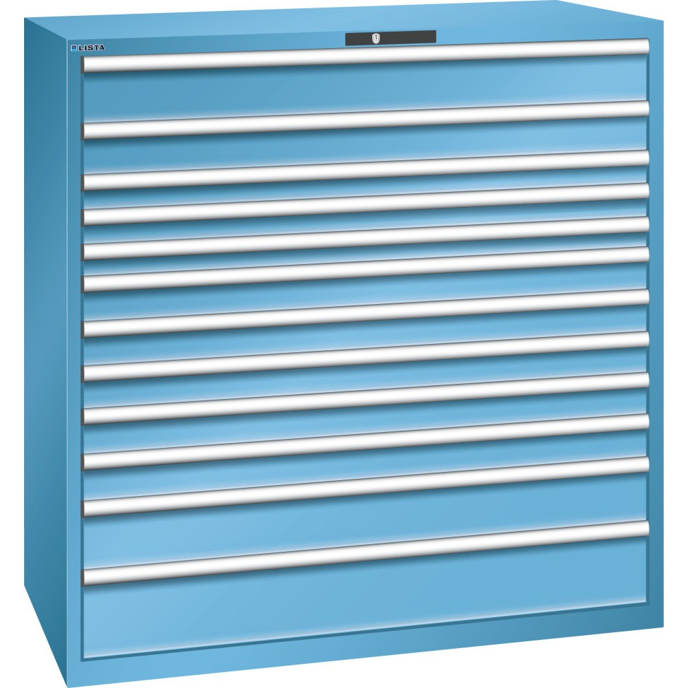 Immagine del prodotto: LISTA Cassettiera per carichi pesanti 78x36E, (LxPxH) 1431x725x1450mm, 12 cassetti portata 200 kg, celeste, KEY Lock
