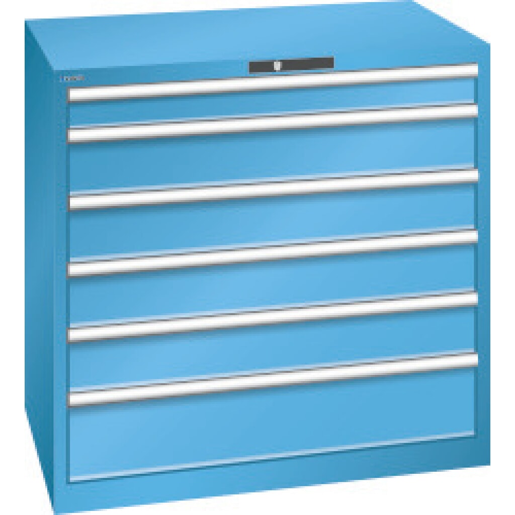 LISTA Cassettiera, cassetti 1x100 + 4x150+ 1x200 mm, portata 200 kg ciascuno, Blu luce Immagine del prodotto: LISTA Cassettiera, cassetti 1x100 + 4x150+ 1x200 mm, portata 200 kg ciascuno, Blu luce