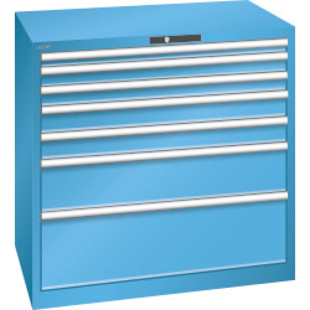 Immagine del prodotto: LISTA Cassettiera, cassetti 1x50+ 2x75 + 2x100 + 1x200 + 1x300 mm, portata 200 kg, Blu luce